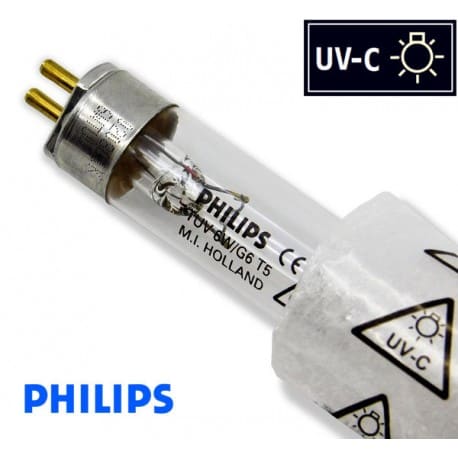 Promiennik UV-C Świetlówka UVC T5 PHILIPS TUV 6W G6 trzonek G5, średnica 16mm - od AQUA-LIGHT