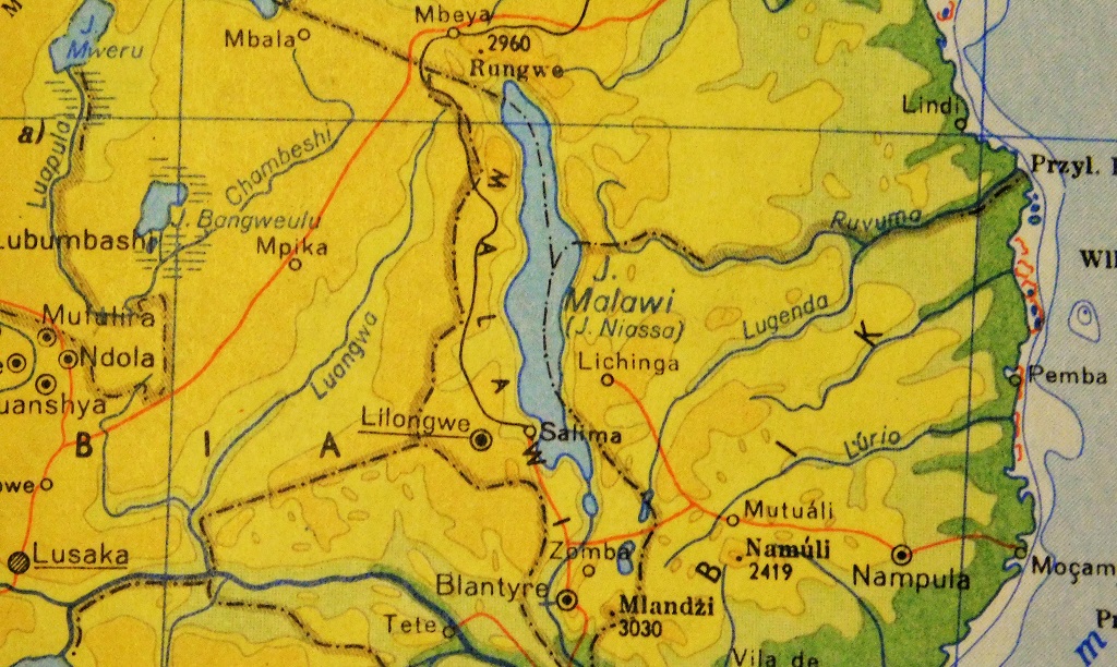 Jezioro Malawi - mapa