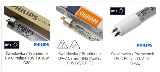 Promienniki UV-C Philips T8, Osram T5, Philips 4P-SE | sklep AQUA-LIGHT.pl