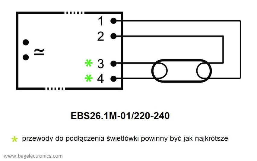 EBS26.1M-01/220-240 statecznik elektroniczny BAG_schemat połączeń