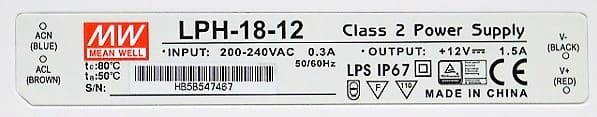 LPH-18-12 zasilacz LED_tabliczka znamionowa