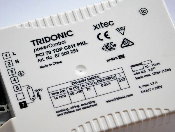 PCI 70W TOP C011 Tridonic statecznik elektroniczny_tabliczka