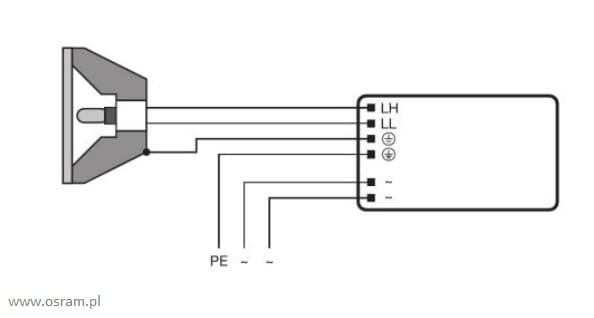 PTi 150W 220-240V I POWERTRONIC statecznik elektroniczny_schemat połączeń