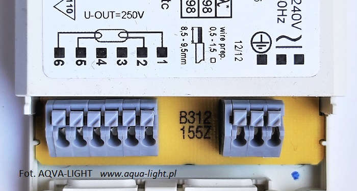 Statecznik elektroniczny MBQ 155/2 - terminale |sklep AQUA-LIGHT.pl