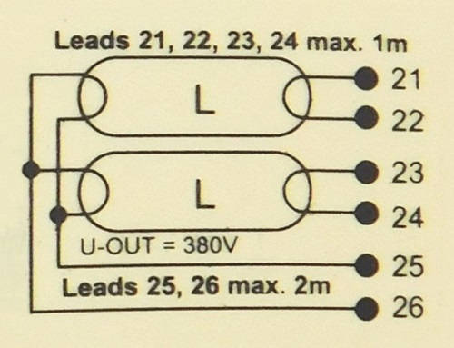 Statecznik elektroniczny OSRAM QTz8 2x36 - schemat połączeń | AQUA-LIGHT.pl