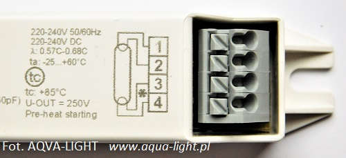 Statecznik Tridonic PC 1x18-24W Basic sl - schemat podłączenia |sklep AQUA-LIGHT.pl